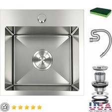 Compact Drop-in Kitchen Sink 304 Stainless Steel Noise Reduction Design New
