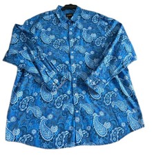 Cremieux Men's Big and Tall Blue Paisley Print Stretch Casual Shirt Sz 4XT
