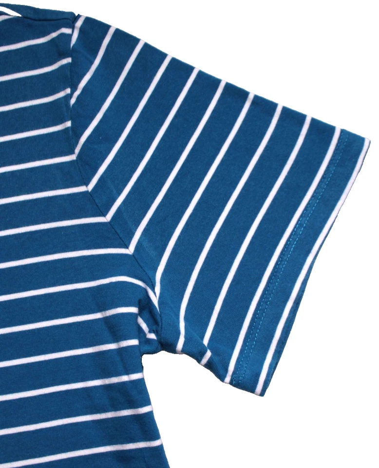CORAL BAY TEE SHIRT ladies size PL dark turquoise blue white stripe short sleeve - Image 4 of 4