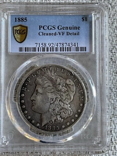 1885 Morgan Silver Dollar $1 PCGS Genuine Cleaned VF Detail