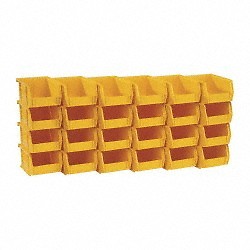 24 Pack Quantum Storage QUS210 Yellow Stack & Hang Bins 4-1/8''W x 5-3/8''D x 3''H