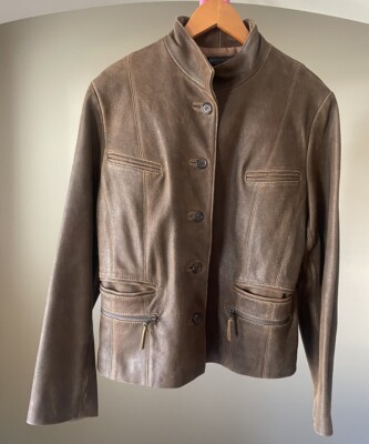 The Peterman Company WOMENS’S Brown Suede Leather Jacket Distressed Size  10