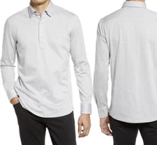 Hugo BOSS Hank Slim Fit Henley Dress Shirt Polo Grey BRAND NEW Size 15.5