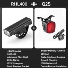 ROCKBROS Bicycle Light Sets MTB Bike Front Rear Lamp USB-C LED Headlight 1500LM