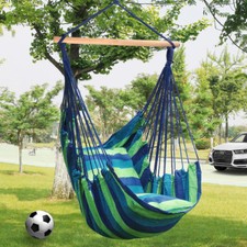 LIVINGbasic Swing Hanging Rope Hammock Chair Swing Seat + Storage Bag + 2-Pillow