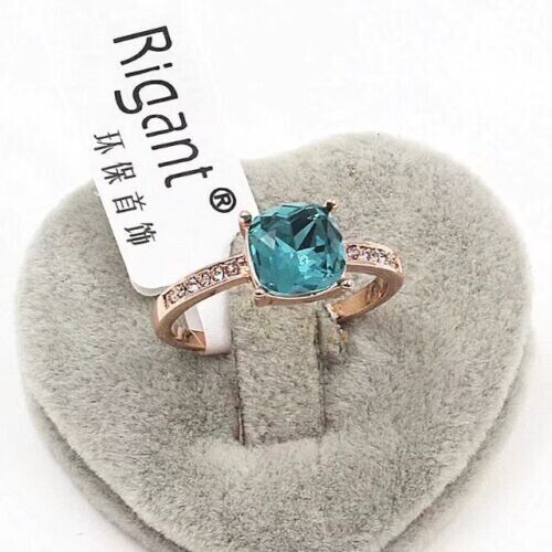Retro Valentine's Day Eternity Journey 18K rose gold gild sapphire ring size 8 - Foto 1 di 2