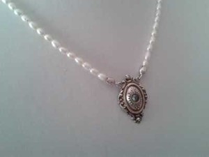 Jugendstil-Collier-mit-Aquamarin-und-Perlen-Halskette-Silber-Schmuck-NEU