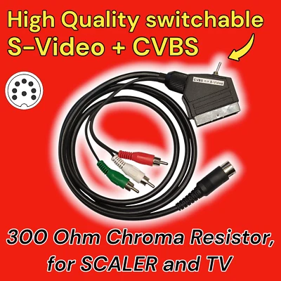 Commodore C64/C128 Cable Universal S-Video+Compuesto 1,5M Alta Calidad