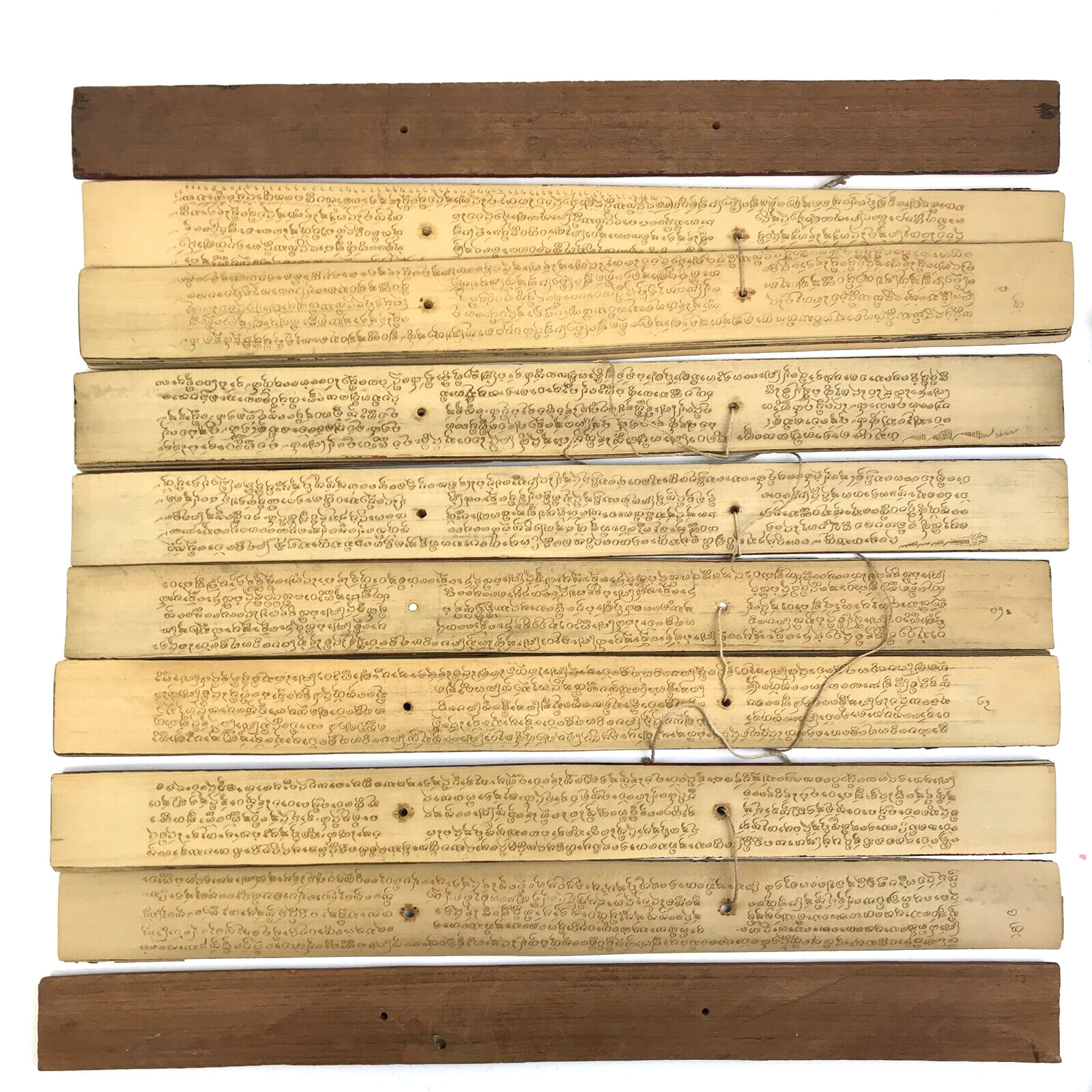 Antique South-Asian Burmese Myanmar Palm Leaf Manuscript - 100 Pages/Leaves