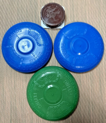 3 - Vtg FLYING CUCKOO SAUCER Cocoa Puffs Cereal Frisbee + A Cuckoo Spinner