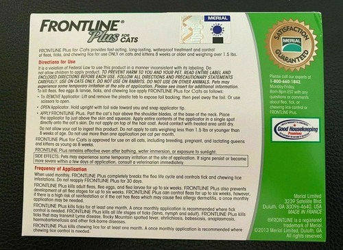 SALE! NEW Frontline Plus CATS Kittens 6 DOSES Authentic Flea + Tick Treatment - Picture 2 of 4