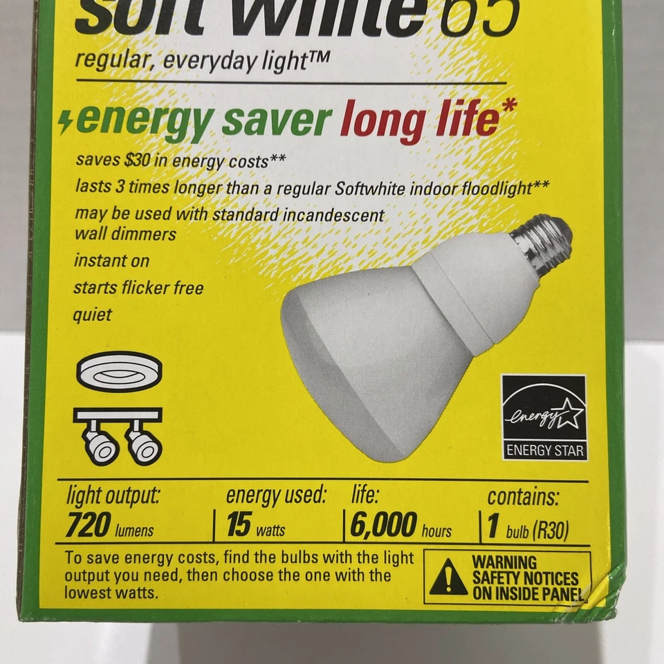 GE Soft White 65 Energy Star Long Life 15 Watt R30 Dimmable Indoor Floodlight - Image 3 of 4