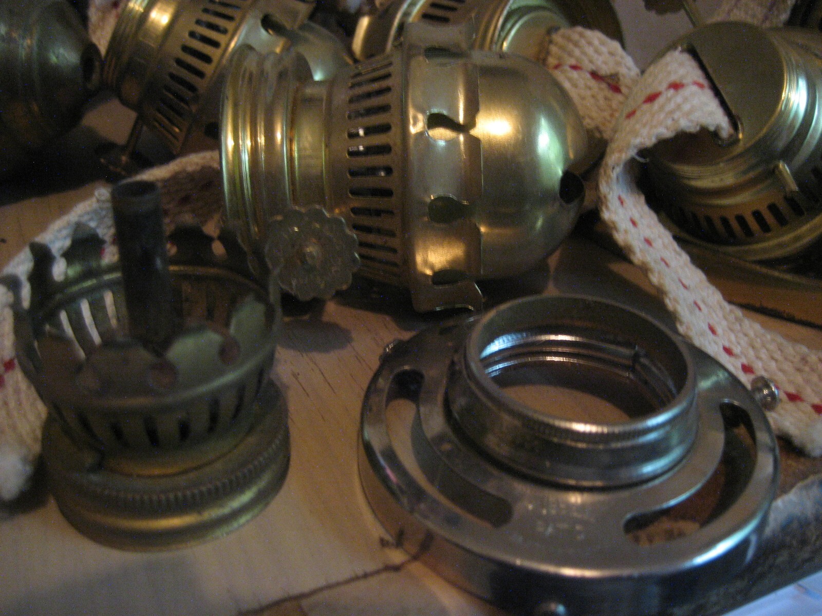 Large Lot of Vintage / Antique Oil Lamp Parts Burners Rings For Parts