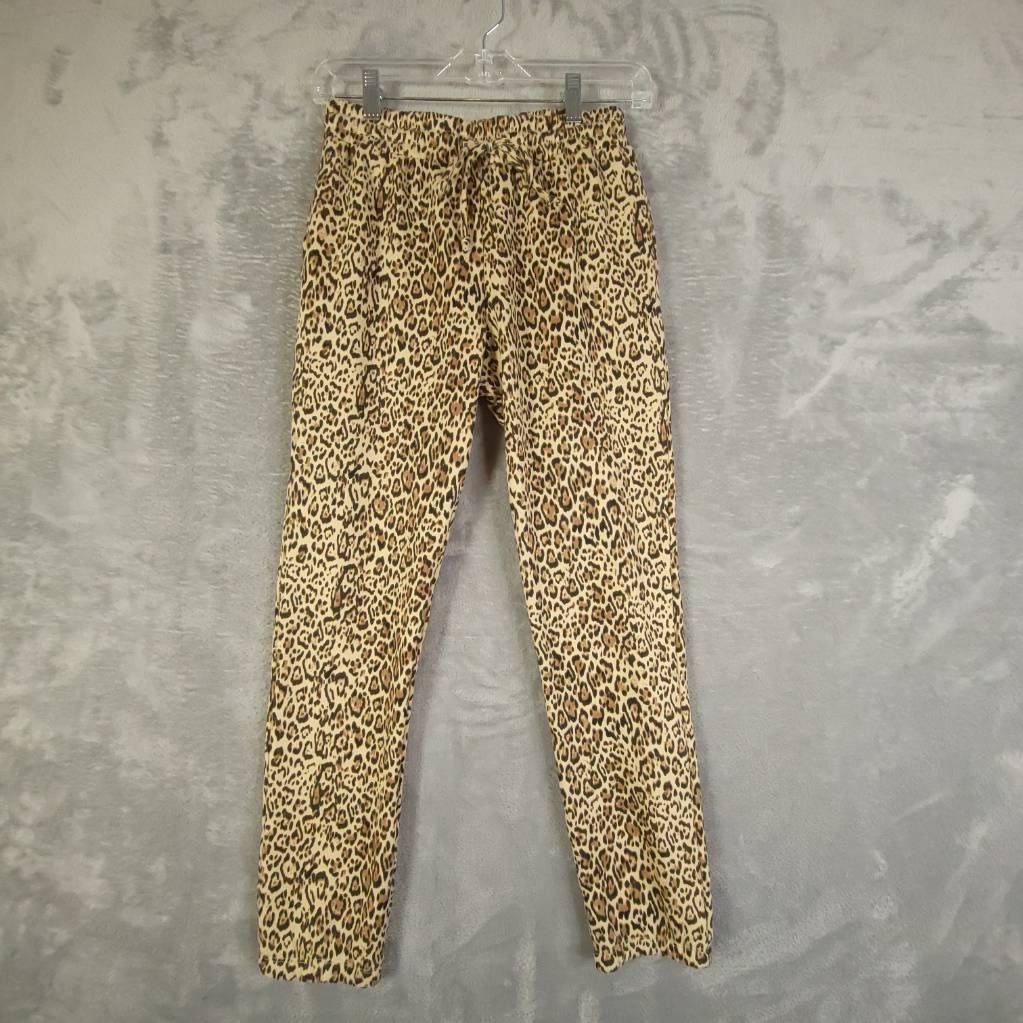 Socialite Womens Jogger Pants Brown High Rise Drawstring Leopard