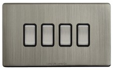 MegaSocket Screwless Slim Flatplate Light Socket & Switches BRUSHED CHROME Range