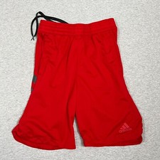 Adidas Shorts Boys Large Red 8" Basketball Athletic Youth 3 Stripe Logo