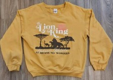 Disney The Lion King Sweatshirt Crewneck Youth LARGE 11-13 Hakuna Matata Yellow