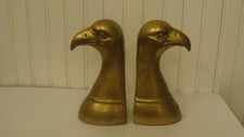 Vintage Brass Eagle Head Bookends Made in Korea