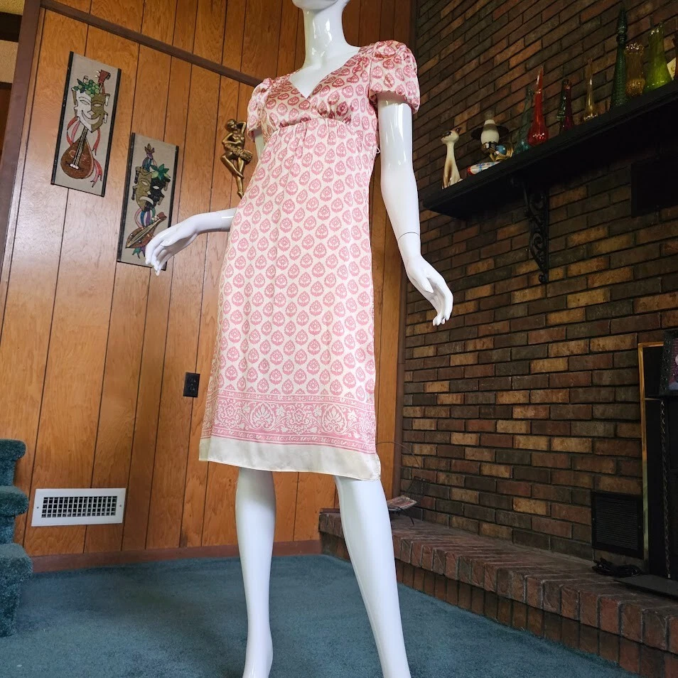 Vtg 90s Y2K Betsey Johnson Silk Babydoll Puff Sleeve Femme Princess Slip Dress S - Image 4 of 4