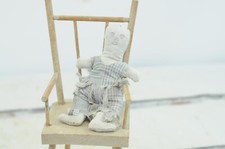 Vintage Hand Sewn Cloth Doll Primitive Folk Art Doll In a Gingham Outfit Handmad