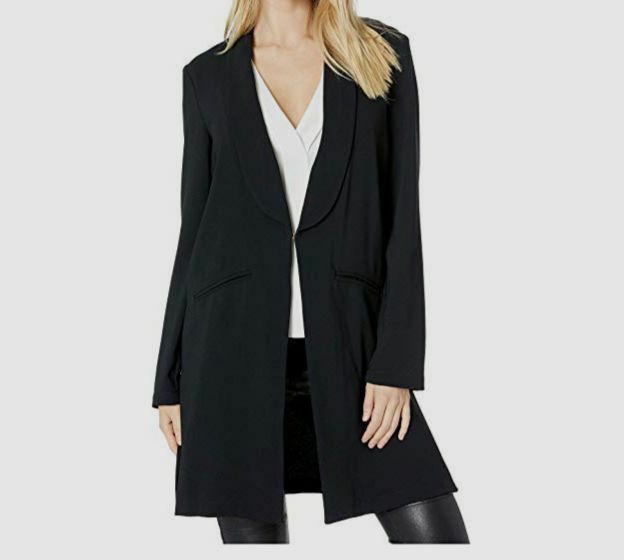 NEW $495 Trina Turk Women Black Casual Critic Long Coat Blazer Top Jacket Size 4