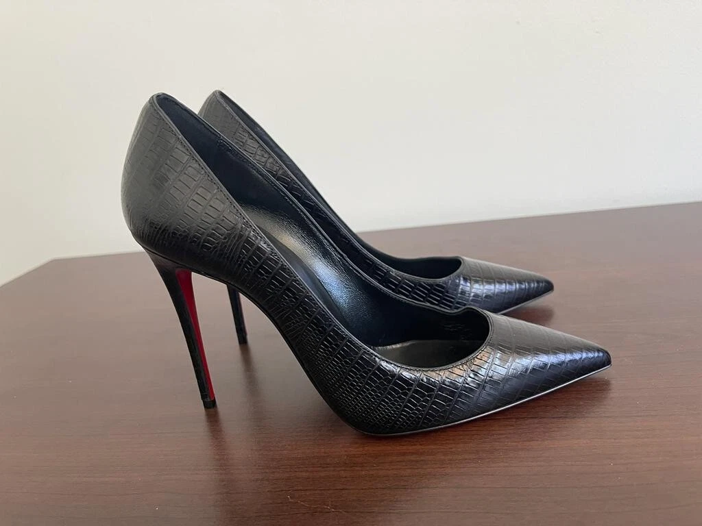 Christian Louboutin So Kate 100 Black embossed Leather Size 37 | eBay