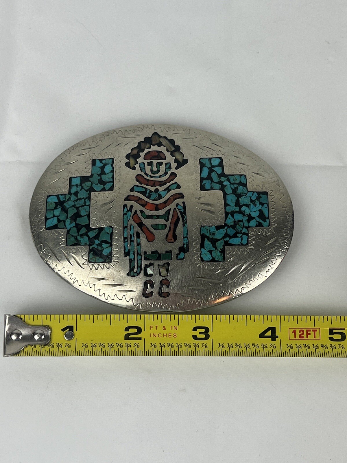 1979 Navajo Little White Dove Belt Buckle Coral, Turquoise, Abalone eBay