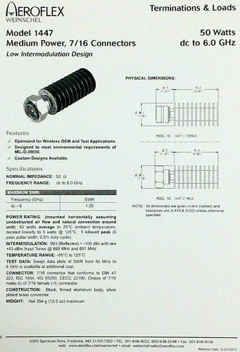 Aeroflex Weinschel 1447-2 Koaxialdämpfer 50 W DC auf 6 GHz 7/16 Stecker Stecker - Bild 2 von 12