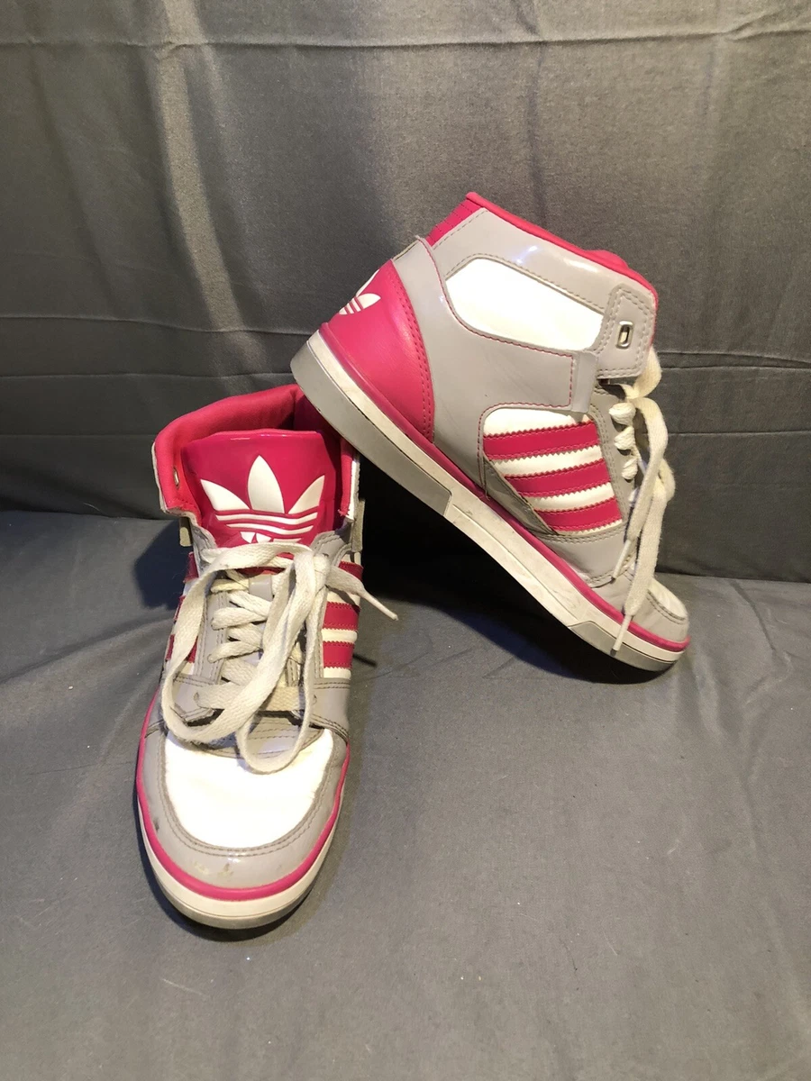 Adidas G98535 Hard Court Hi II JR Basketball Shoe Girls SIZE 5 Pink White Grey