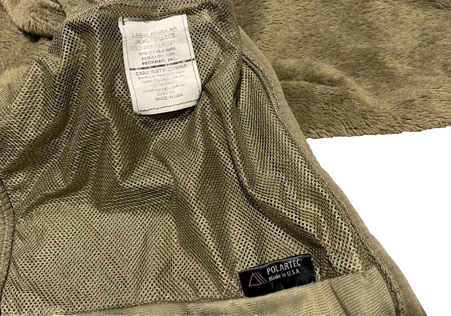 US Army Gen III Polartec 100 Cold Weather Fleece Jacket COYOTE FULL ZIP USED GC image 5