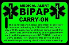 Personalized Hi-Viz Green Carry-On BiPAP Bag Tag - TSA - Sleep Apnea