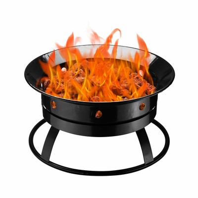 Outdoor Round Black Propane Gas Fire Pit Bowl Portable Firebowl