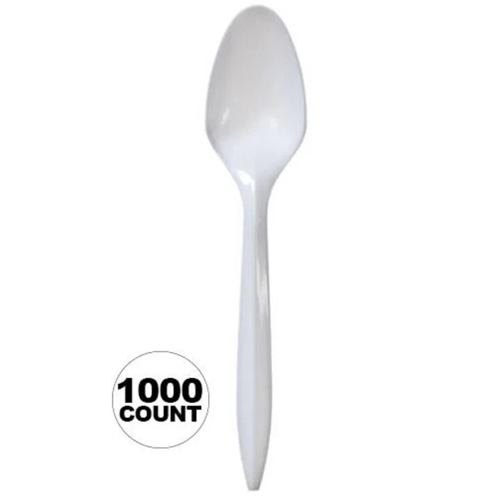 Bulk Disposable Plastic White Single Use Tea Spoons For Restaurants,Delis,Event - Image 3 of 4