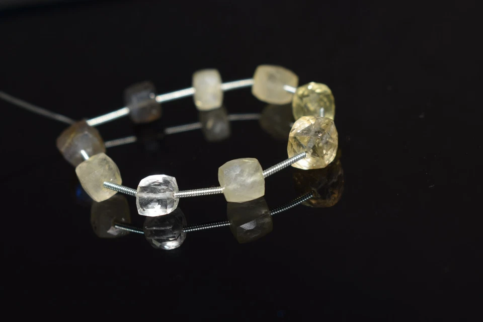 AAA+ Natural Citrine & Mix Gemstone Faceted Cube Shape Beads 5" Jewelry Making - Image 2 of 4