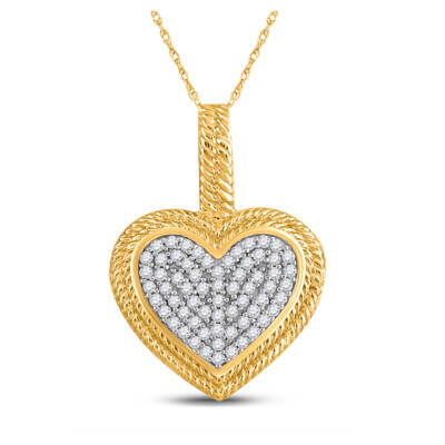 L U DIAMANTEN 10K gelber Diamant Herz Milgrain fein Anhänger 1/6 ct