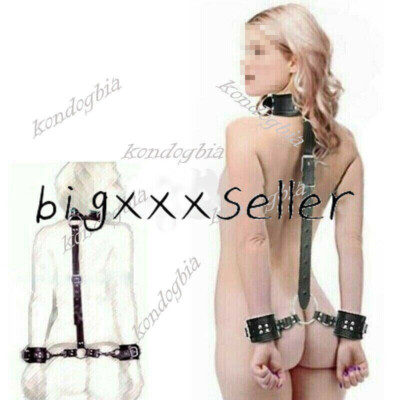 Unisex Soft Faux Neck Wrist Restraint Set Hand Cuff with Neck Collar