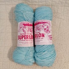 2 New Vtg Superlon Crystal Light Blue 870 Medium Weight 4 Yarn 4oz Skeins