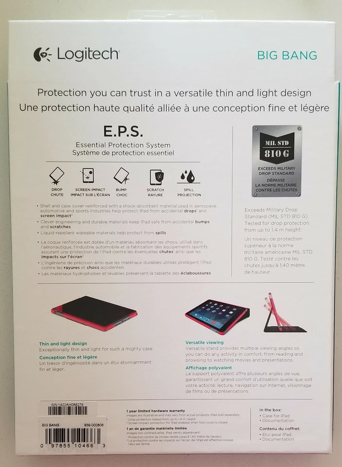 NEW LOGITECH Big Bang Impact Protective Case For iPad Air(GRAY/YELLOW)939-000806 - Image 4 of 4