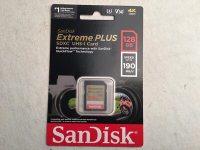 SanDisk Extreme PLUS 128GB 190MB/s SDXC UHS-I Memory Card