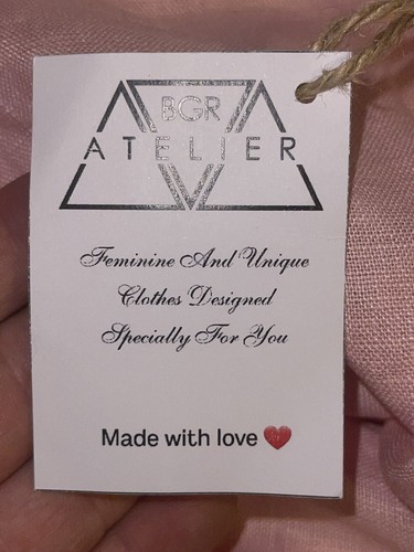 Nuevo con etiquetas Top Bogaria Atelier 100 % lino hecho a mano rosa recortado talla S/M - Imagen 6 de 8