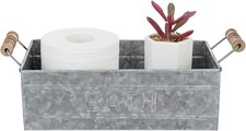 Galvanized Metal Rectangular Storage Basket Bathroom Toiletries Organizer Holder