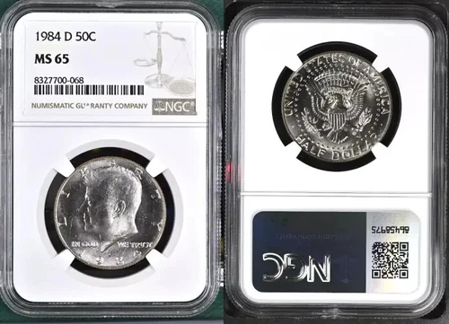 1984-D KENNEDY HALF DOLLAR 50 CENTS NGC MS65 UNC DETAILED COIN #M