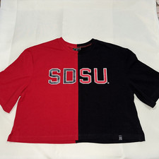 Women's Size Medium San Diego State University Cropped Color Block T-Shirt NWOT