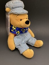Winnie the PooH Choo Choo Pooh 8" Disney Store w Tags Stuffed Plush Train Rail