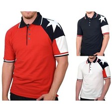 Luxury Cotton-Poly Blend Polo with Texas Star Appliqu  - in Red, White, Navy