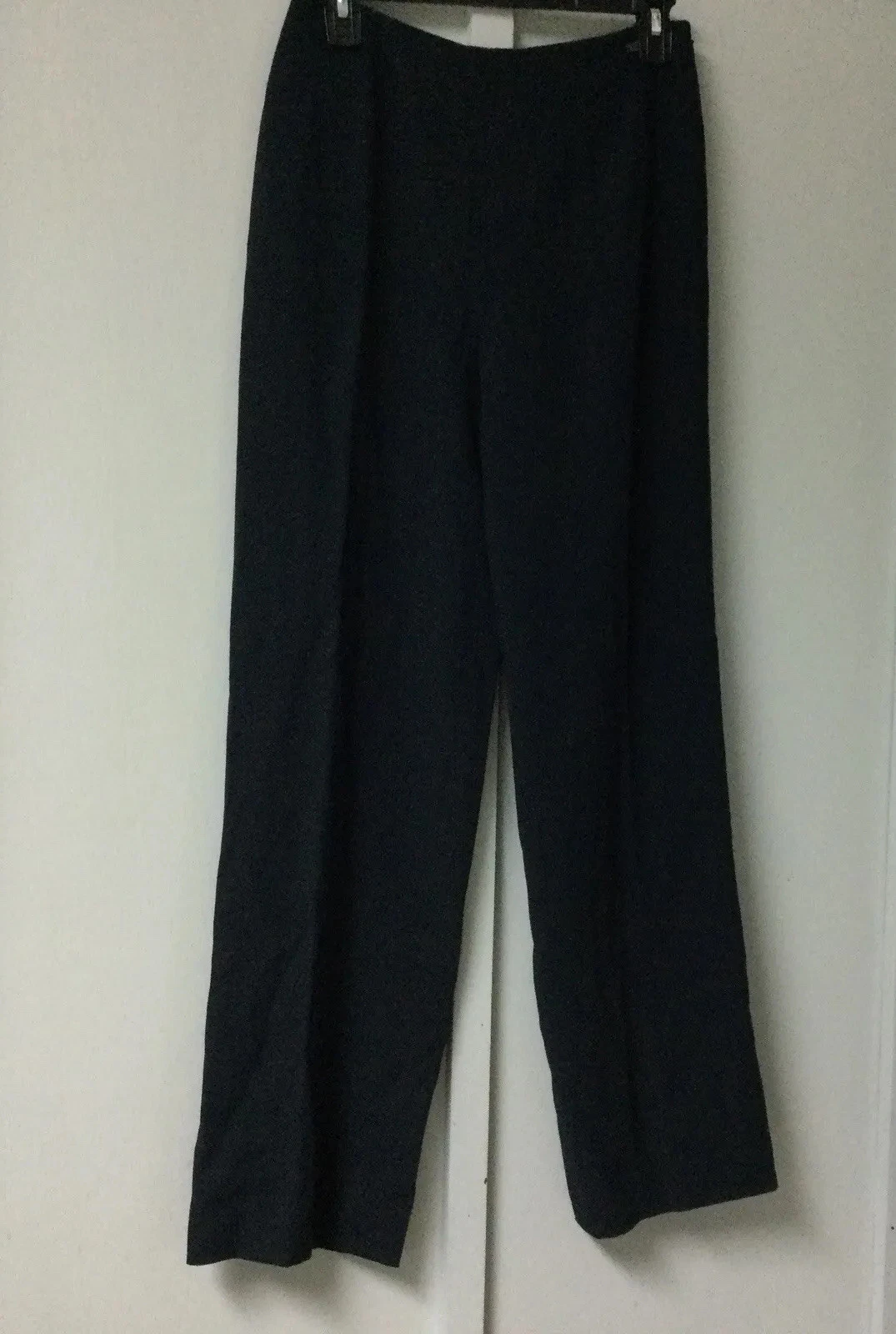 Pantaloni Chanel 00C neri piatti davanti lana taglia 38 4 USA zip laterale foderati lana seta