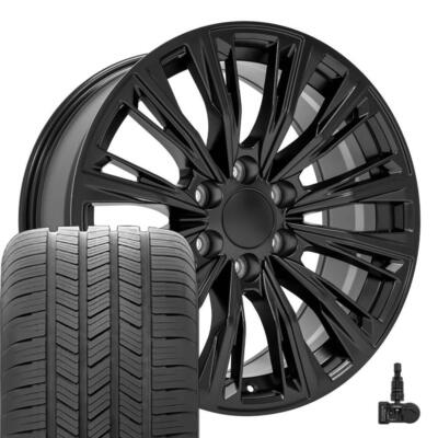 20x9 Satin Black 84638161 Wheels & Goodyear Tires Fit Escalade Tahoe Silverado
