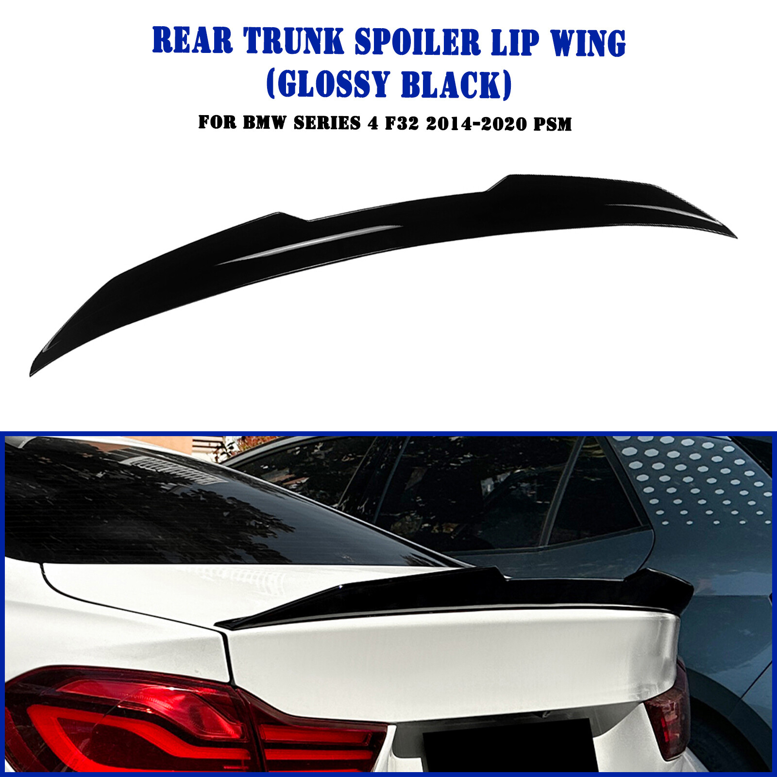 Gloss Black Trunk Spoiler Lip Wing for BMW 4 Series F32 2014-2020 by PSM