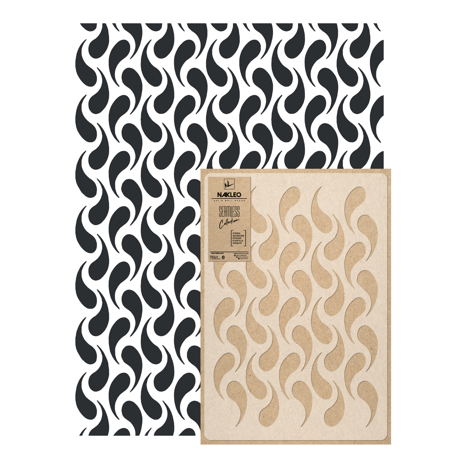 Reusable PLASTIC Wall STENCIL Template 65x95cm Seamless Allover Pattern TEARDROP