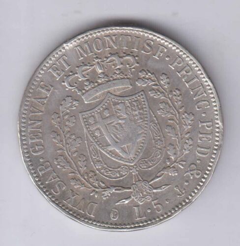 ITALY ITALIA Sardinia L.5  Silver 1827P KM105.1 (ita535) - Picture 1 of 2